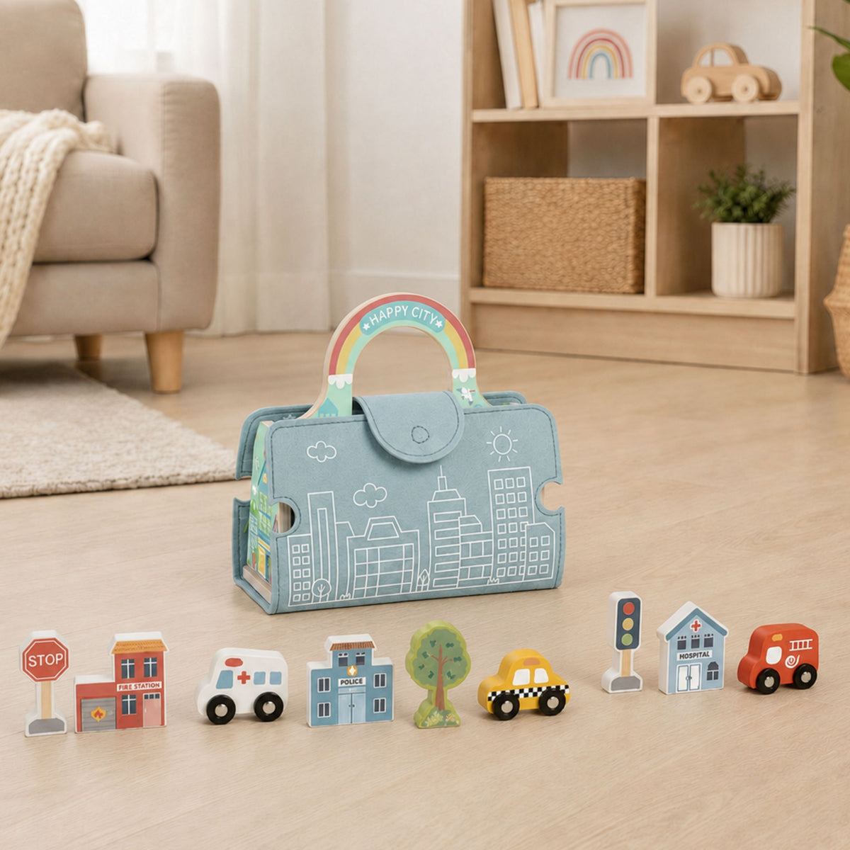 TOOKY TOY Mini miesto rinkinys kelionėms krepšelyje