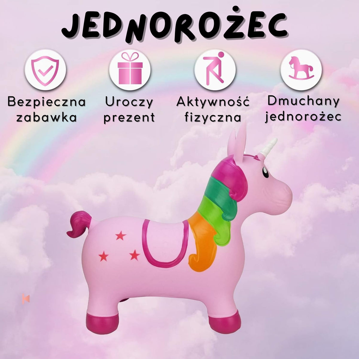 WOOPIE Rožinis Šokinėjimo Vienaragis su Pompa Vaikams 3+