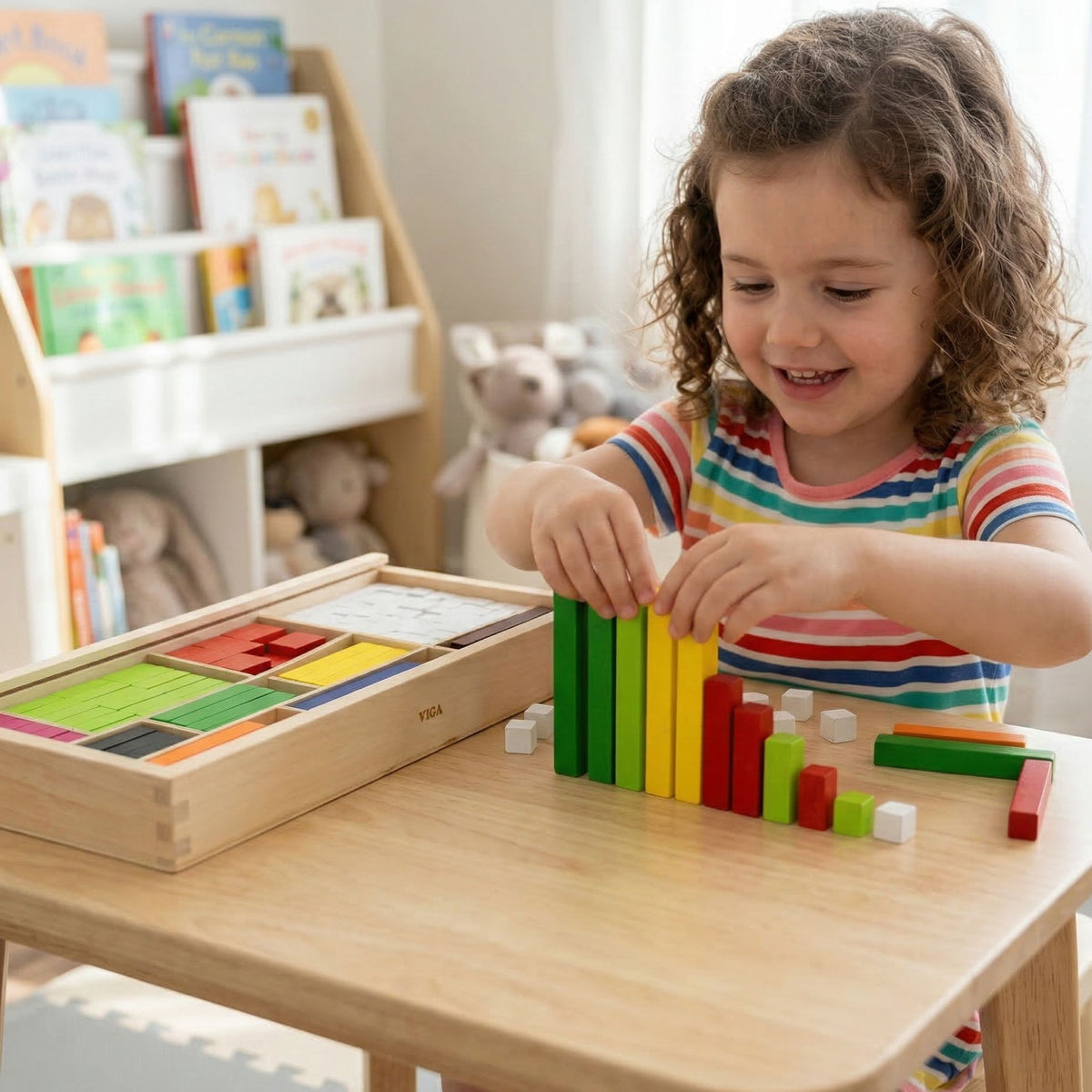 VIGA Medinės Skaičiavimo Lazdelės Cuisenaire 308 dalys