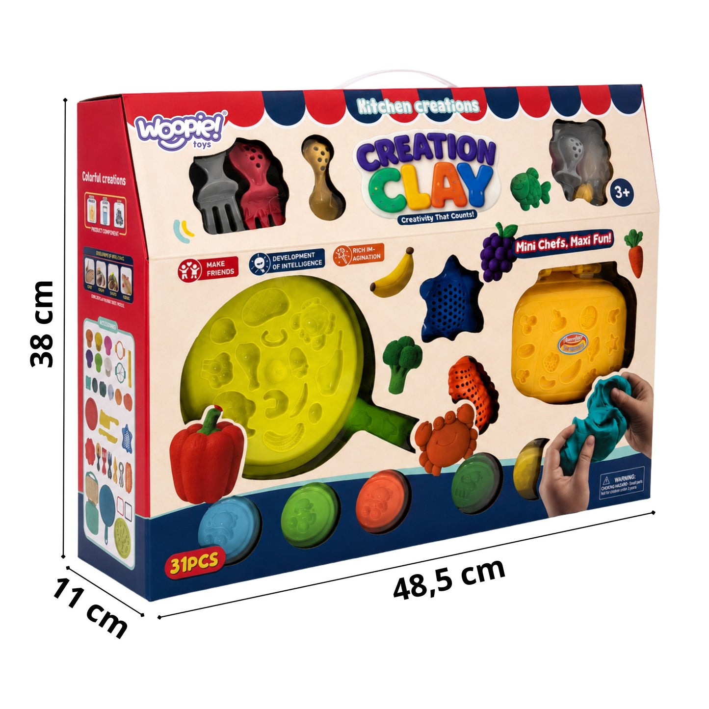 WOOPIE Plastilino Rinkinys Virtuvėlė Vaflių Aparatas 39 dalys