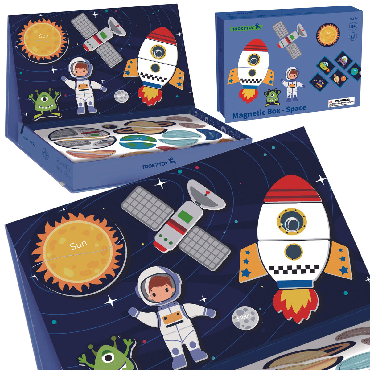 TOOKY TOY Magnetinė dėlionė Kosmosas, 72 detalės