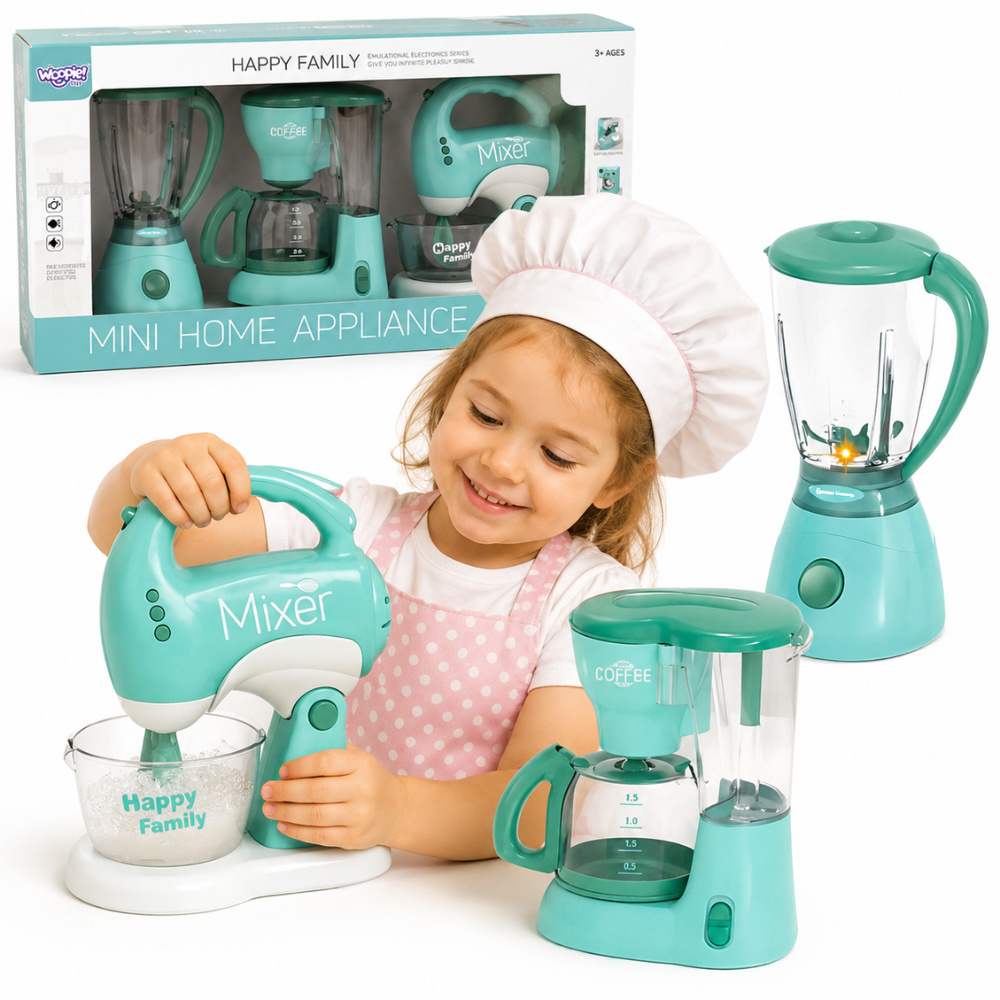 WOOPIE 3-in-1 Virtuvės Prietaisų Rinkinys Vaikams: Maišytuvas, Blenderis, Kavos Aparatas