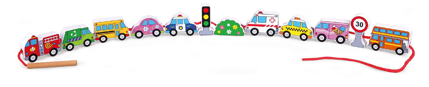 Viga Medinis Vėrimo Žaislas „Automobiliai“ (Montessori) – vaizdas 4