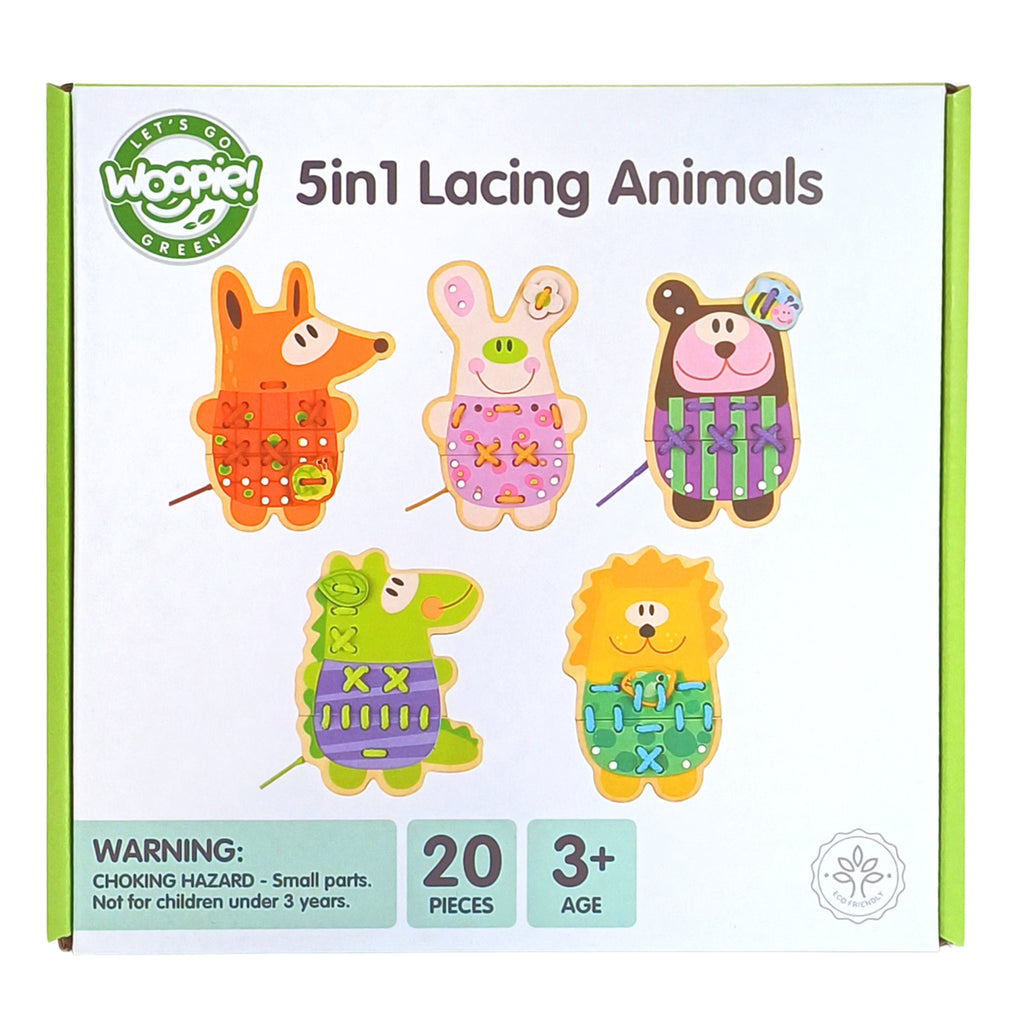 WOOPIE GREEN Medinis Vėrimo Rinkinys 5in1 Gyvūnai