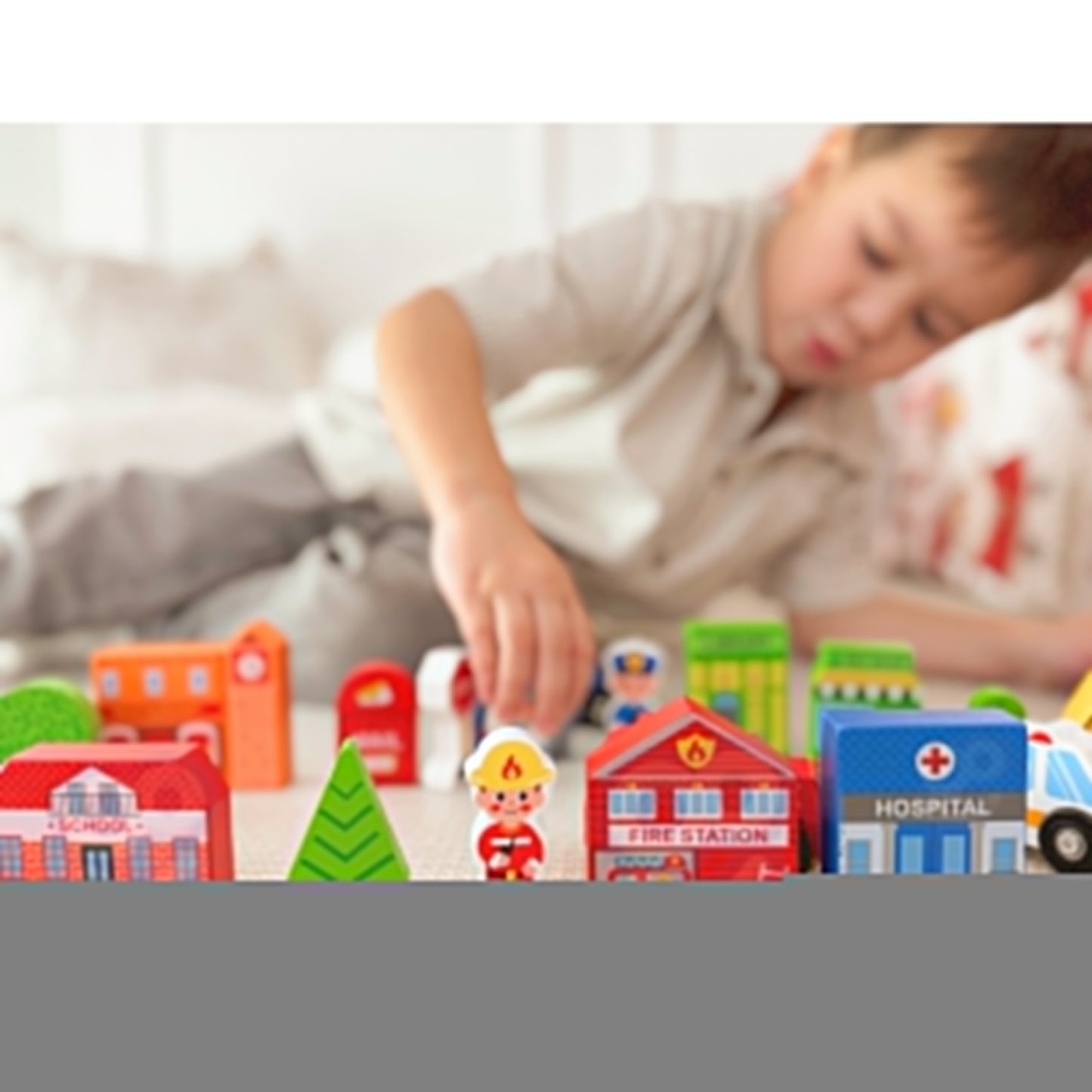 TOOKY TOY Medinis rinkinys: Miesto pastatai ir figūrėlės – pagrindinis vaizdas
