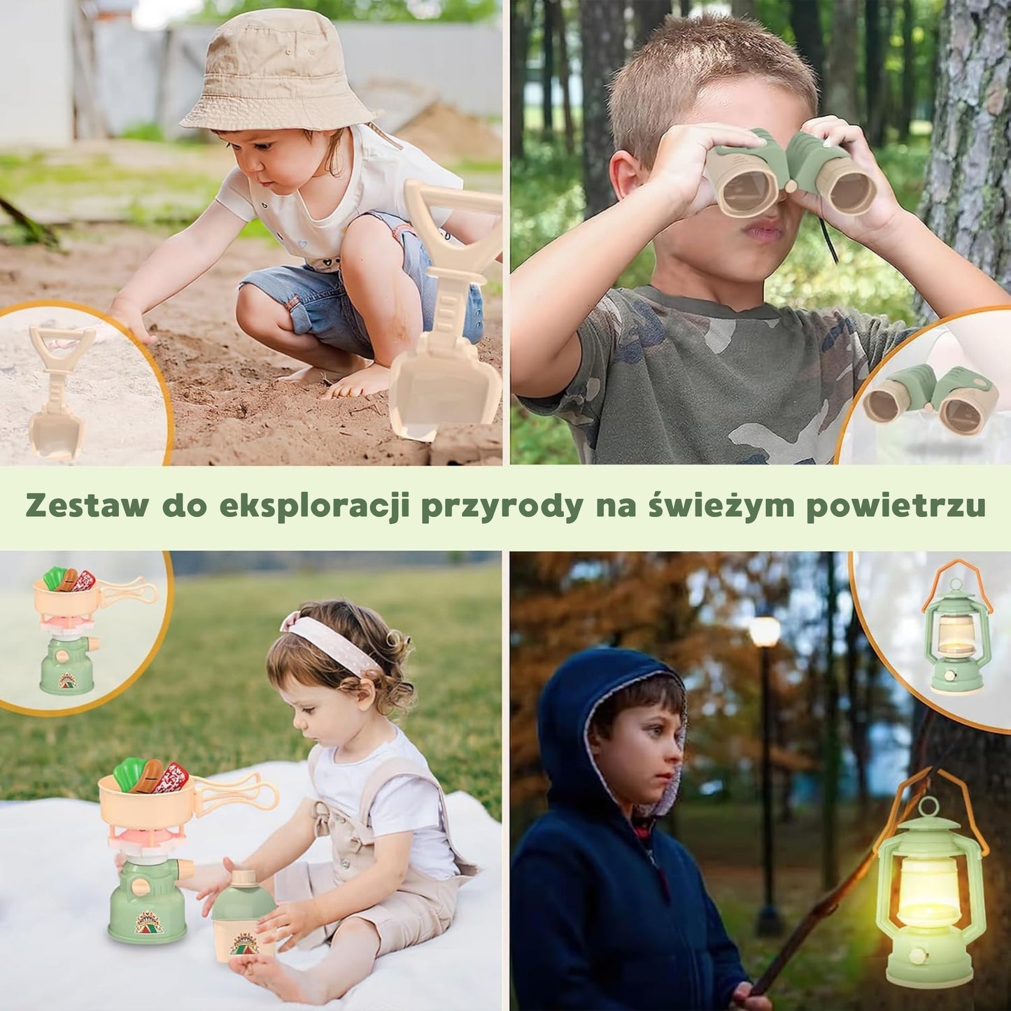 WOOPIE Mažojo tyrinėtojo stovyklavimo rinkinys XXL palapinė 15 dalių