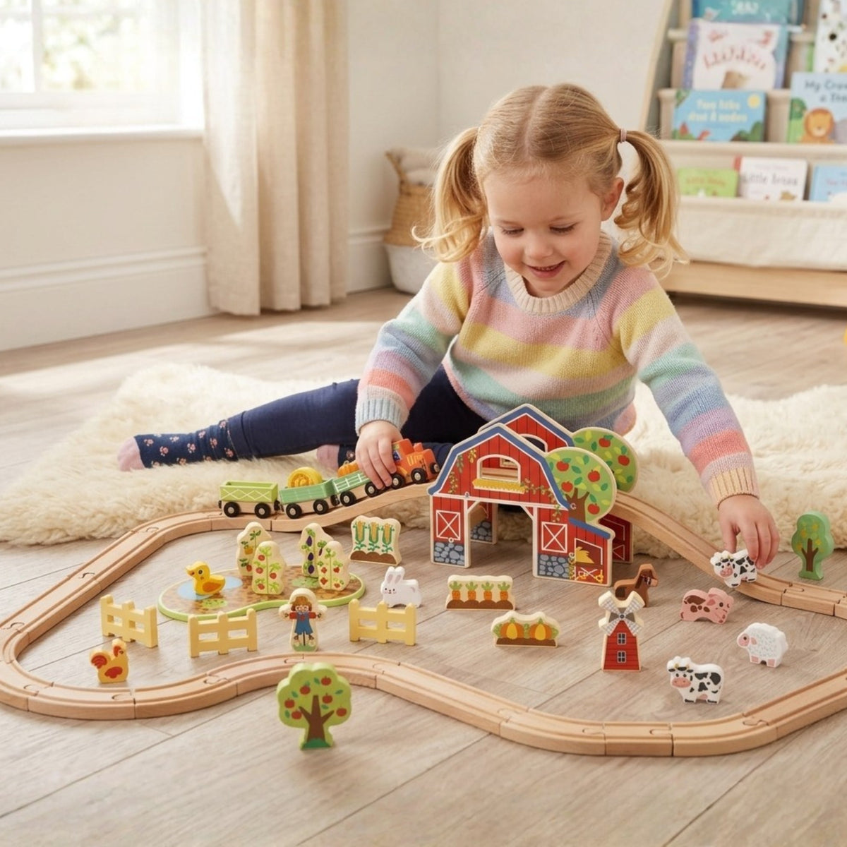 TOOKY TOY Medinis Ūkio Traukinio Rinkinys 48 detalės