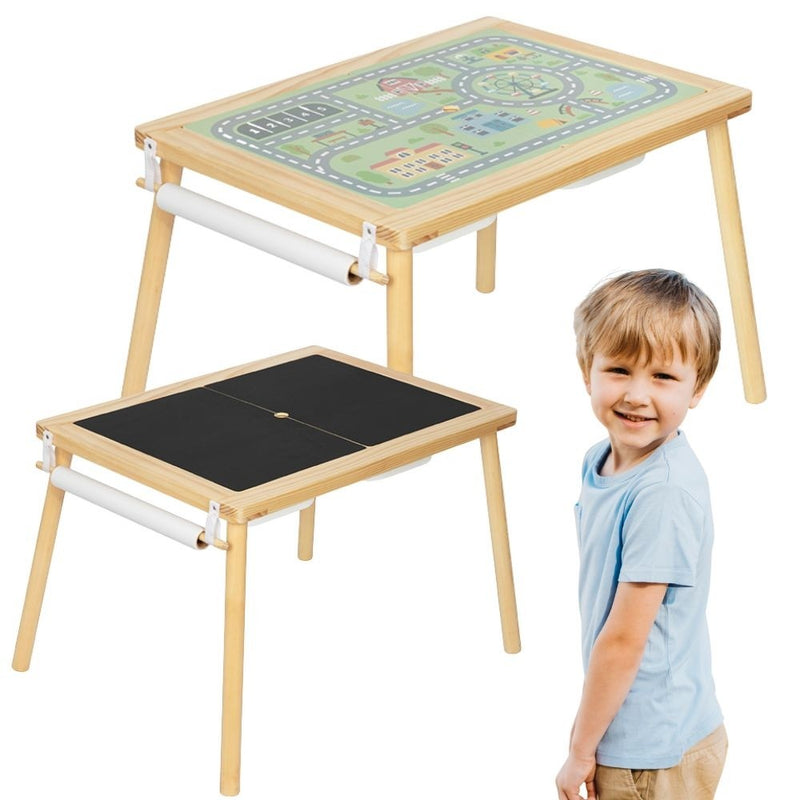 WOOPIE GREEN Medinis 4-in-1 Žaidimų Stalas su Miesto Žemėlapiu