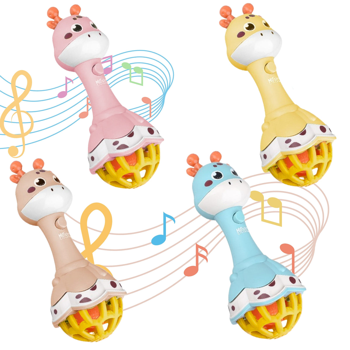 WOOPIE BABY Žirafos barškutis-kramtukas su muzika Montessori