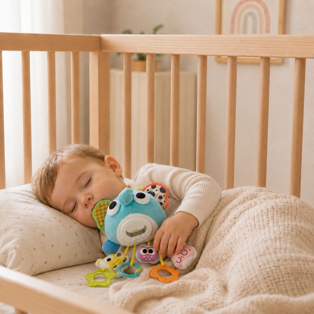 Pliušinis muzikinis drambliukas su kramtukais Woopie Baby