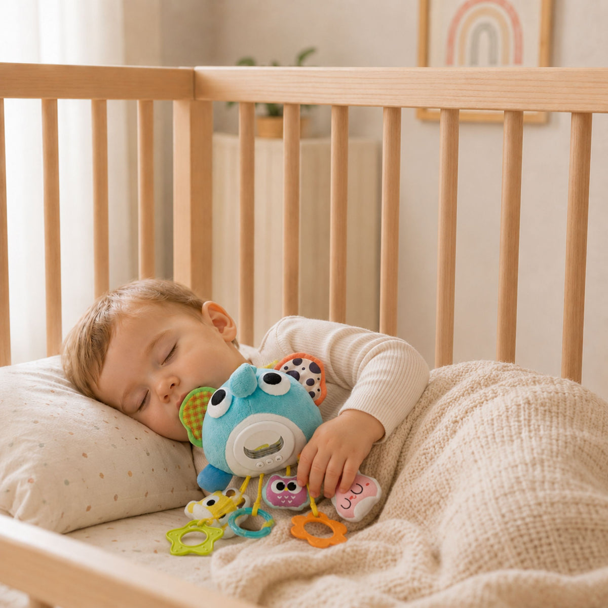 Pliušinis muzikinis drambliukas su kramtukais Woopie Baby