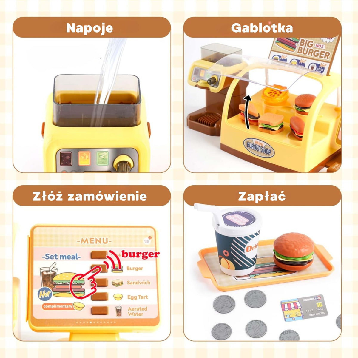 WOOPIE BIG BURGER Žaislinė Greitojo Maisto Parduotuvė su Kasos Aparatu