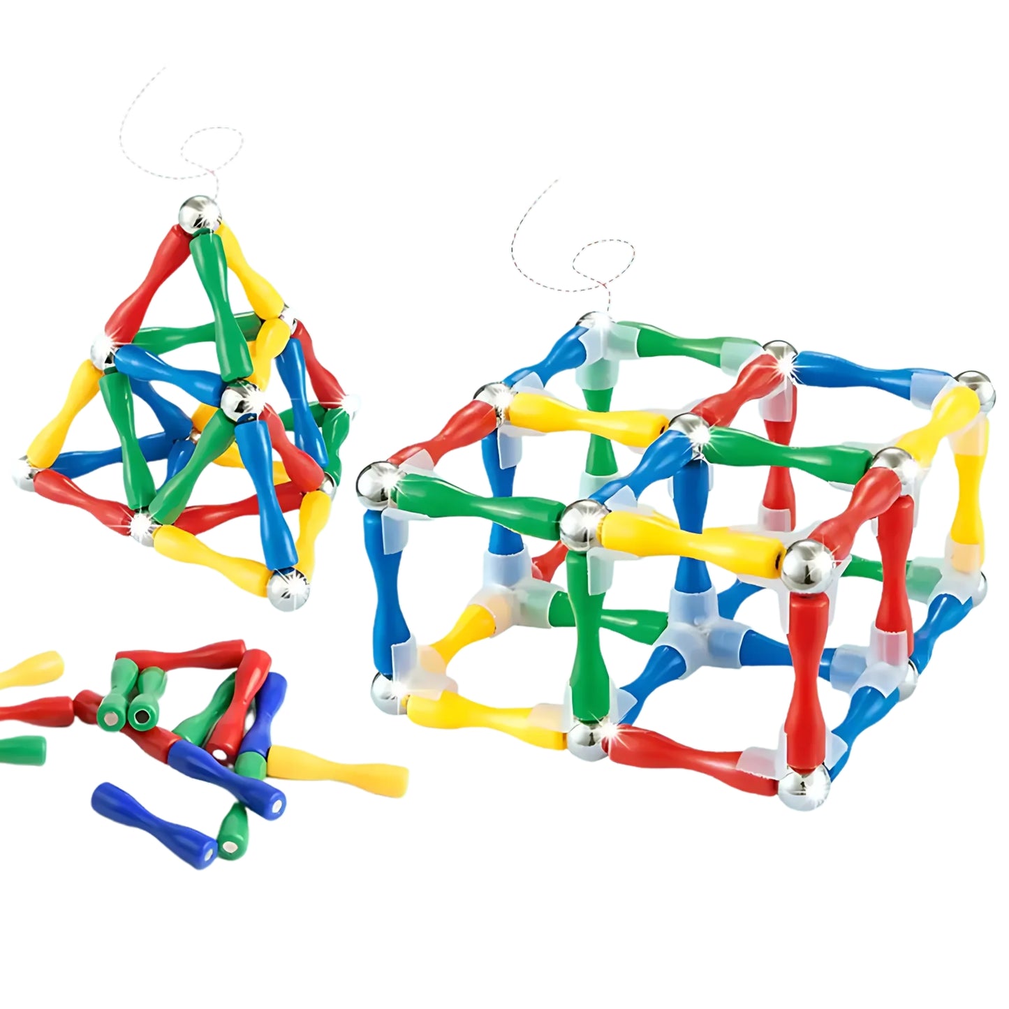 Didelė sukonstruota WOOPIE magnetinių blokelių 3D pilis 128 elementų – vaizdas 2