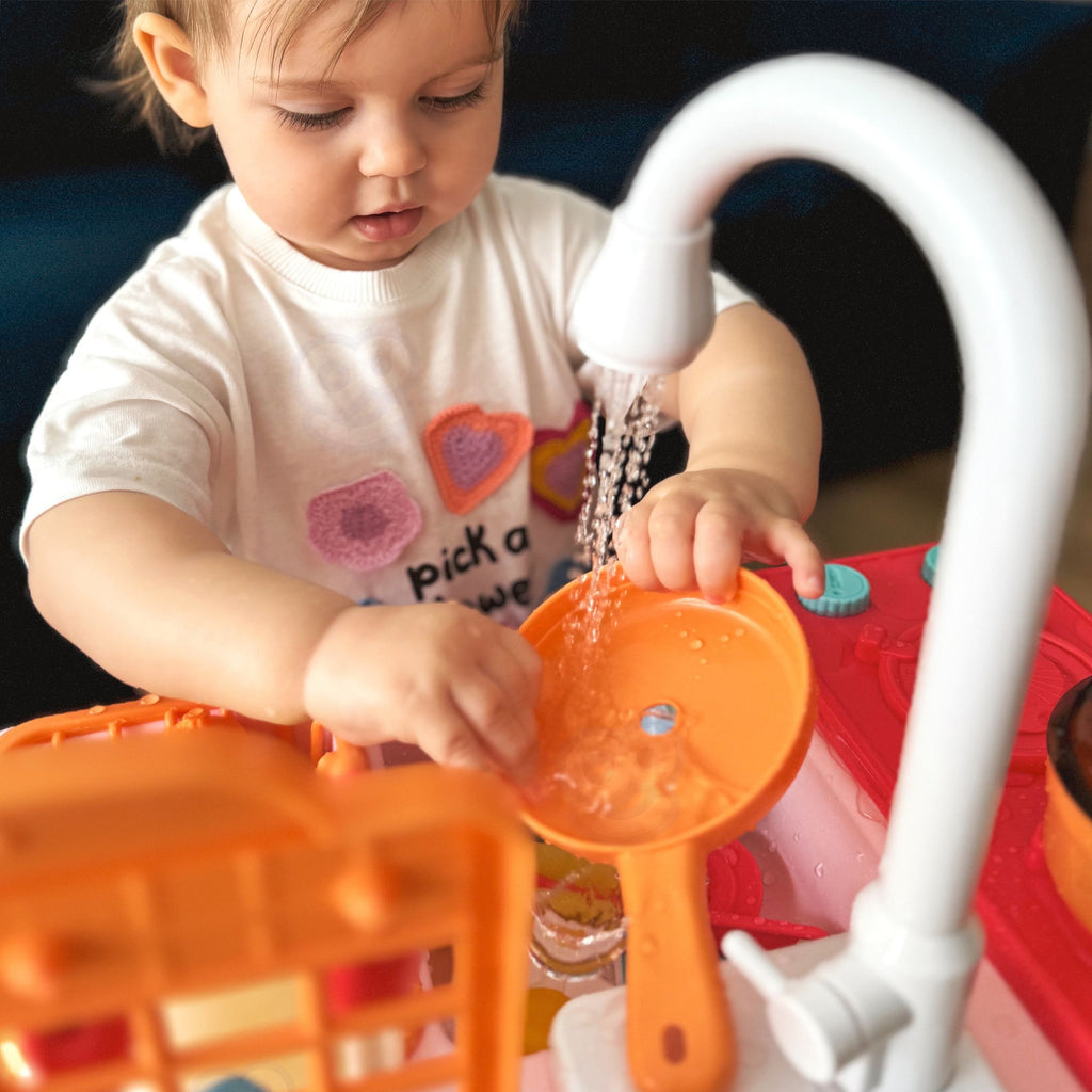 WOOPIE 2-in-1 Rožinė Žaislinė Kriauklė su Virtuvėle Vaikams 3+