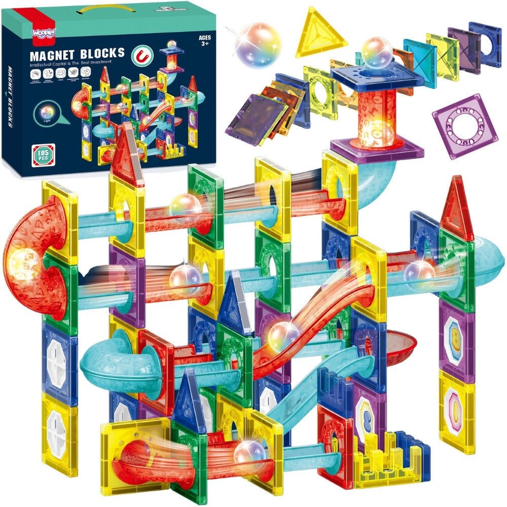 WOOPIE Magnetinis 3D Konstruktorius Kamuoliukų Trasa 105 vnt.