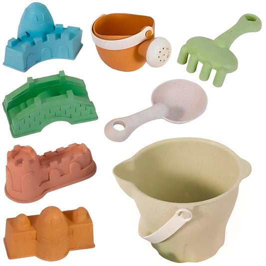 WOOPIE GREEN Organinis smėlio rinkinys su kibirėliu ir 8 priedais, Biologiškai skaidus – pagrindinis vaizdas