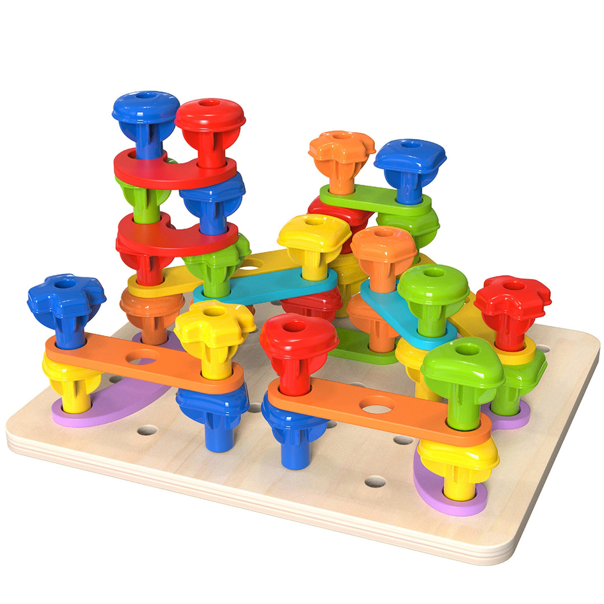 Tooky Toy Daugiafunkcinė Montessori Lenta su Varžtais ir Formomis