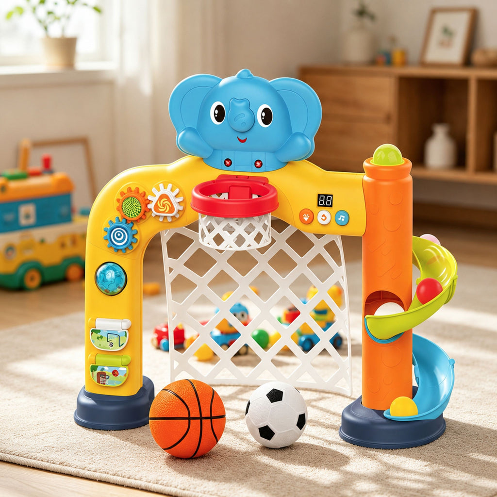 WOOPIE BABY Sportinis Centras 2in1 Vartai ir Krepšys Drambliukas