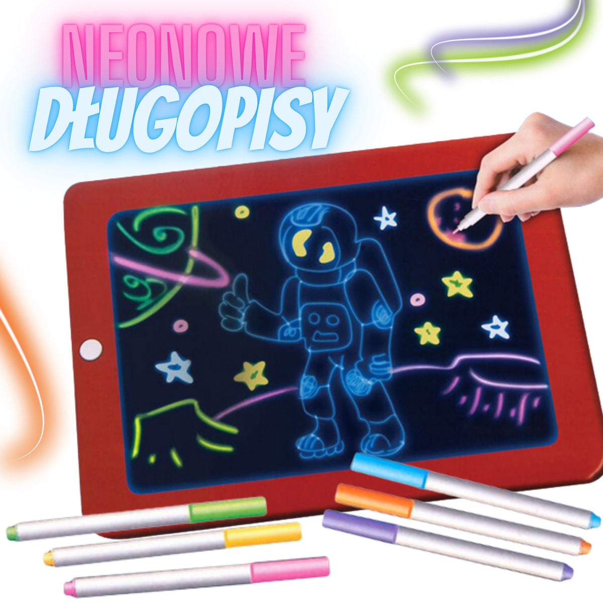 WOOPIE Magic Grafinė Piešimo Lenta su Neoninėmis Spalvomis ir LED