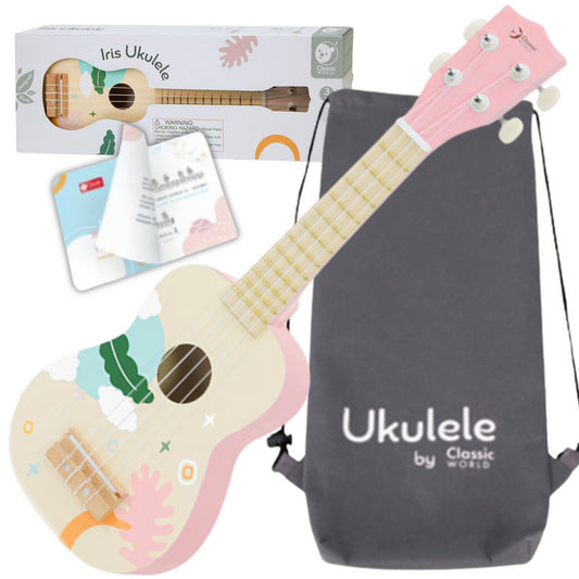 CLASSIC WORLD medinė ukulele gitara vaikams Rožinė