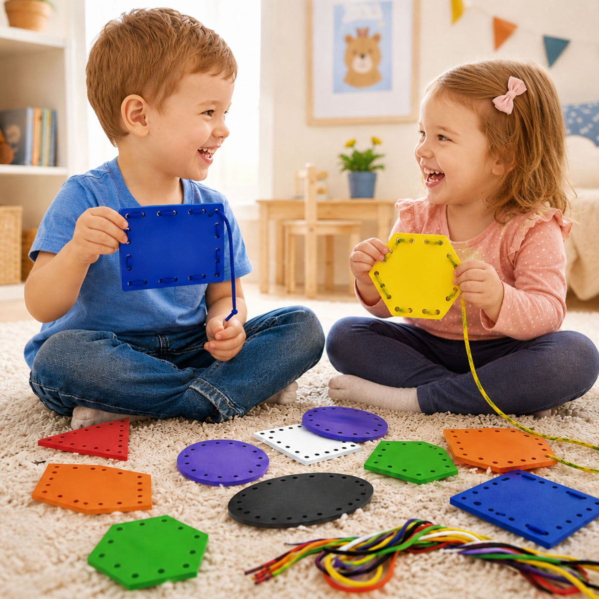 VIGA Medinės formos vėrimui – Montessori lavinamasis žaislas