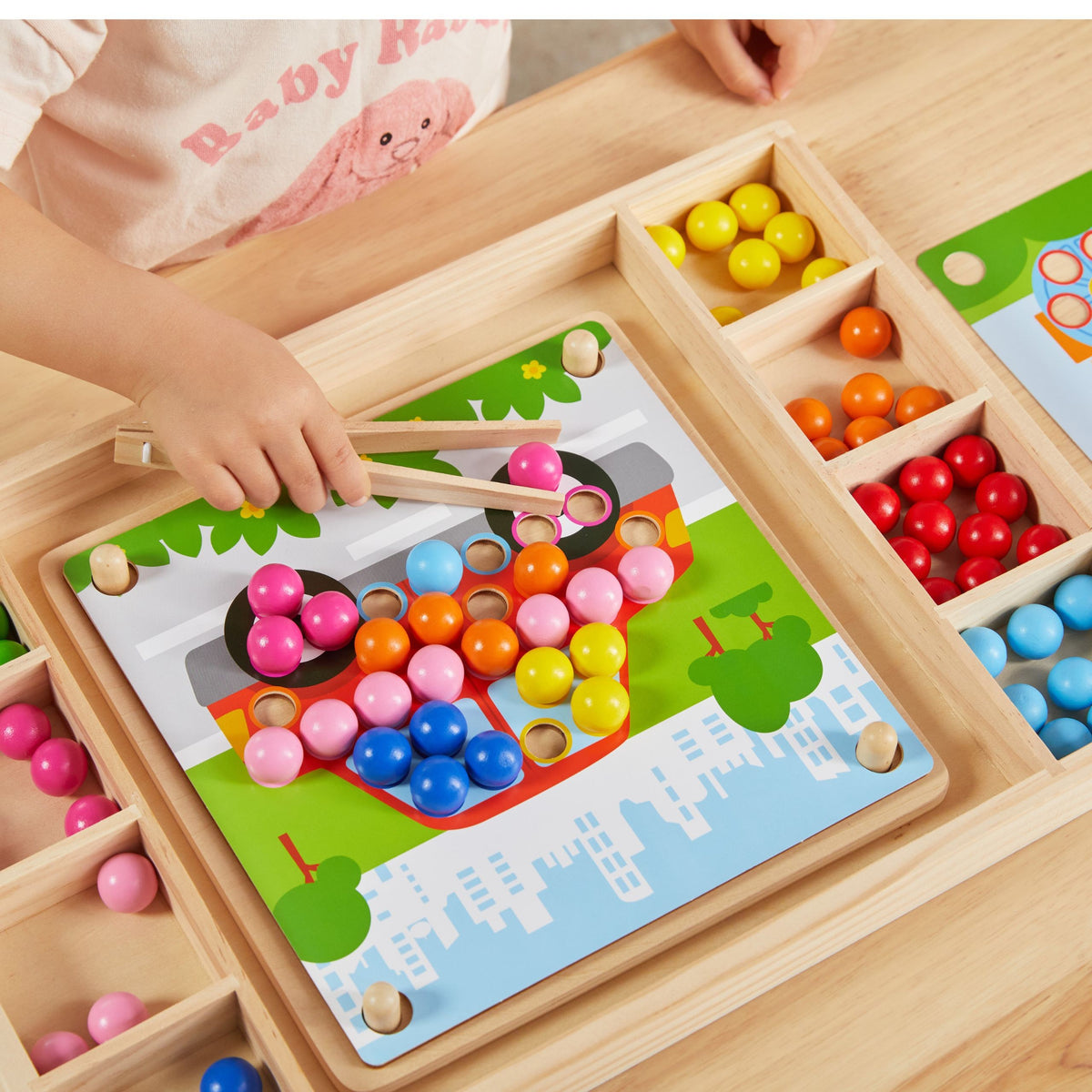 VIGA Medinis Rutuliukų Gaudymo Montessori Žaidimas