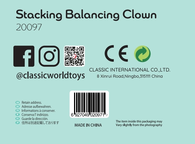 CLASSIC WORLD Medinė dėlionė-piramidė Balansuojantis Linksmasis Klaunas – vaizdas 9
