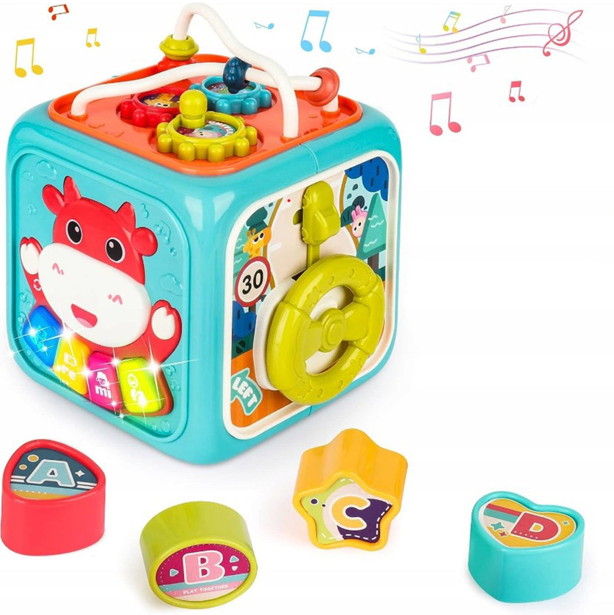 WOOPIE BABY Sensorinis Kubas 6in1 Montessori Rūšiuoklis Kūdikiams