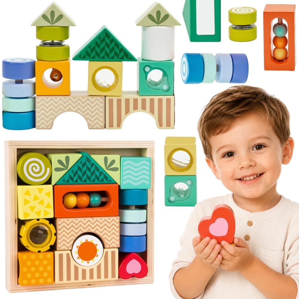 CLASSIC WORLD Montessori Sensoriniai Klocai 7in1, 14 vnt.