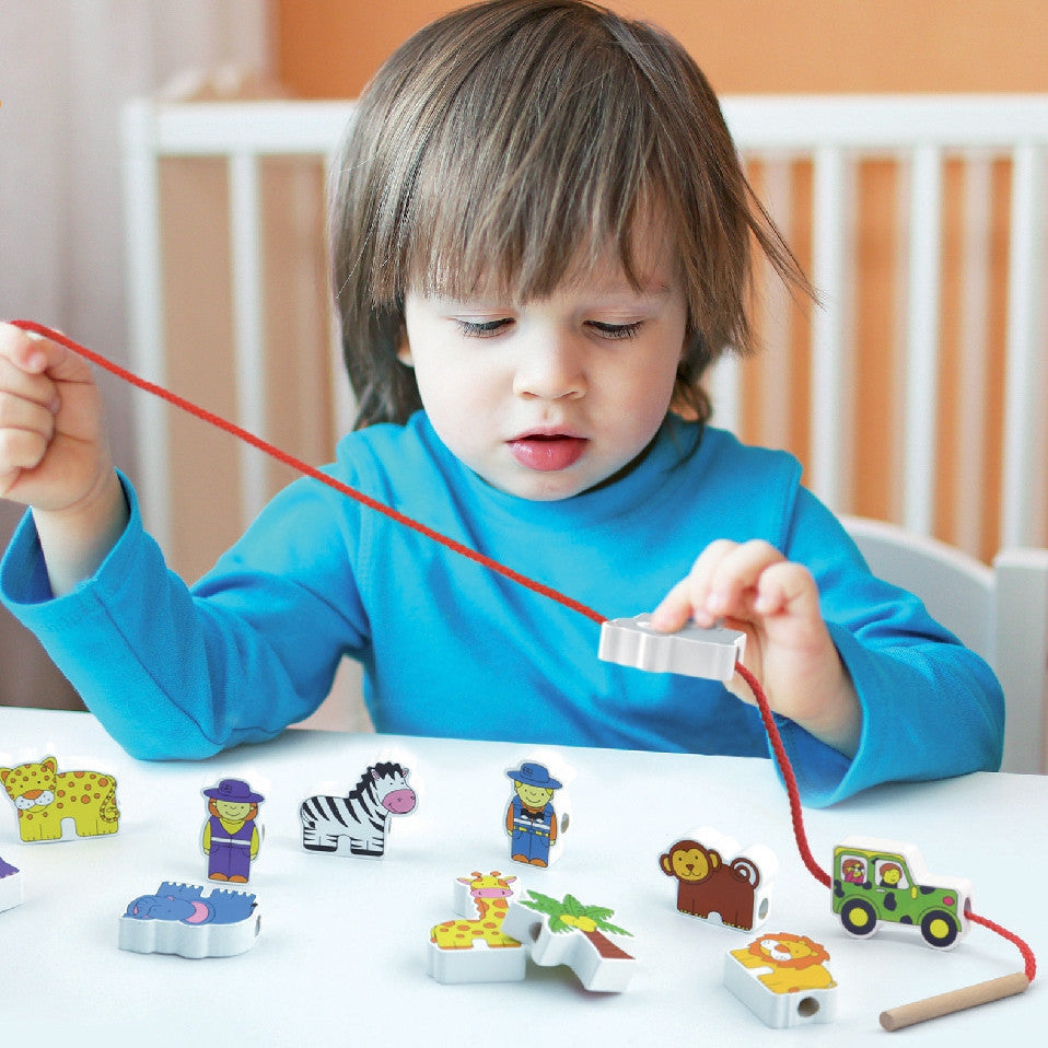 VIGA Medinis vėrimo rinkinys Montessori Ferma vaikams