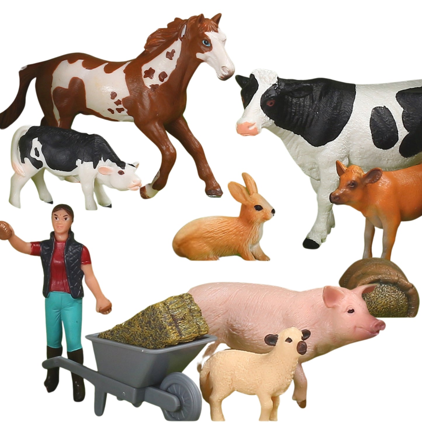 WOOPIE Happy Farm Ūkio Gyvūnų Figūrėlių Rinkinys 10 vnt.