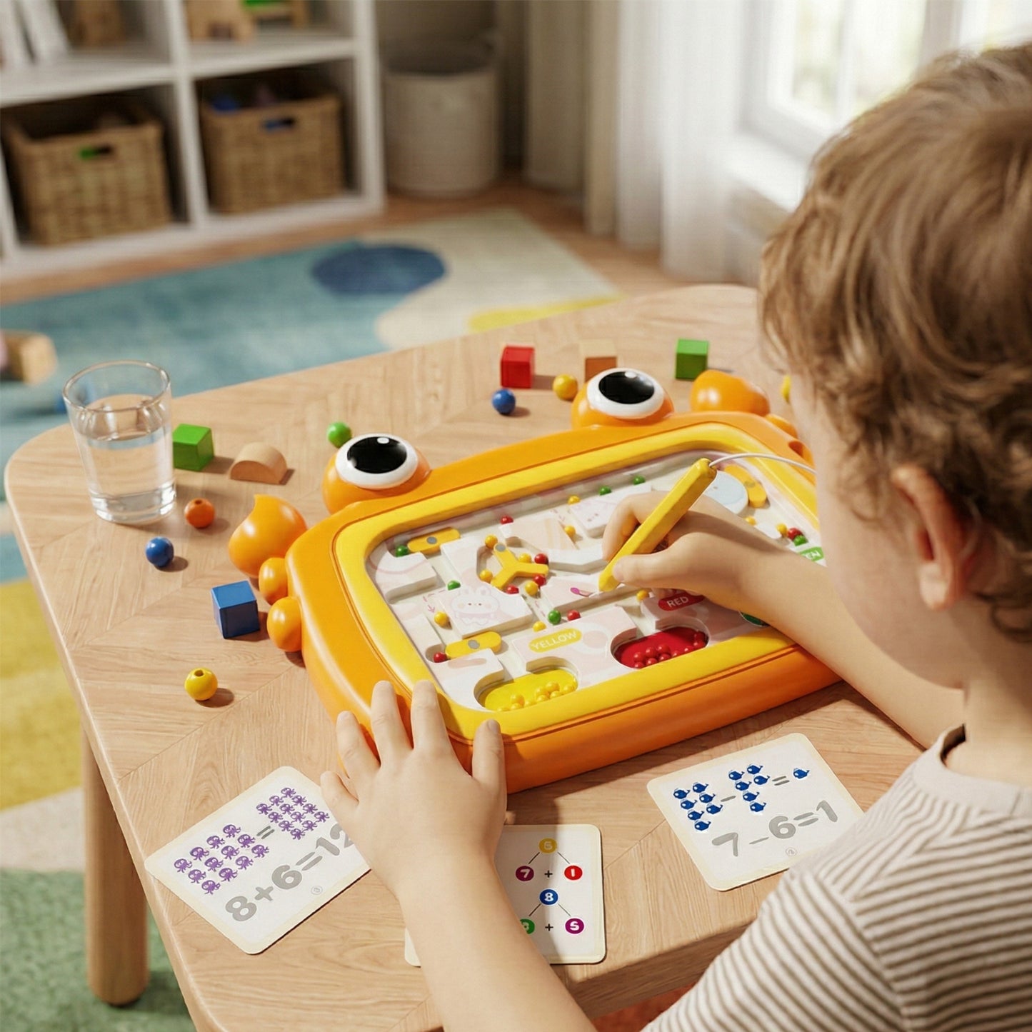 WOOPIE Montessori Magnetinė Lenta Krabas Labirintas Oranžinė