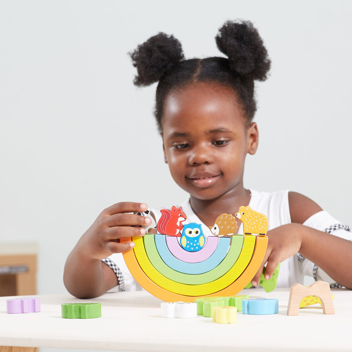 VIGA Medinė Vaivorykštė Montessori Dėlionė su Gyvūnėliais