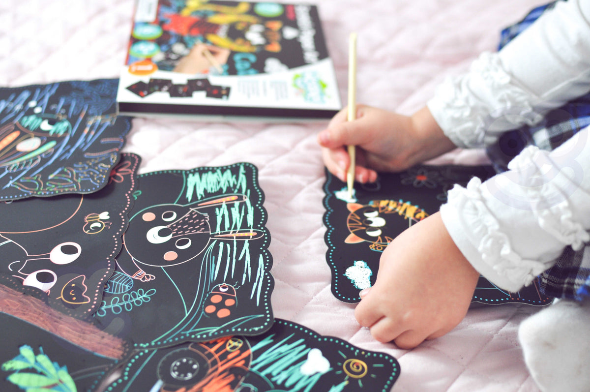 WOOPIE ART&FUN Kuriamas įbrėžimo paveikslėlių rinkinys, 7 vnt.