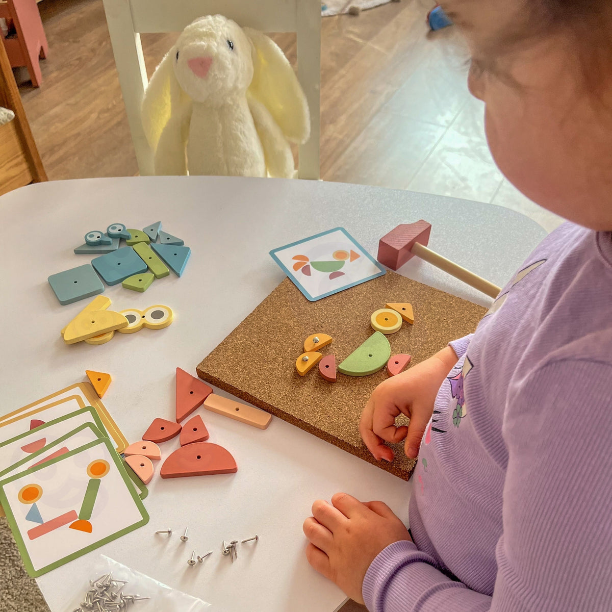 WOOPIE GREEN Medinė Kalimo Dėlionė su Plaktuku 82 dalys