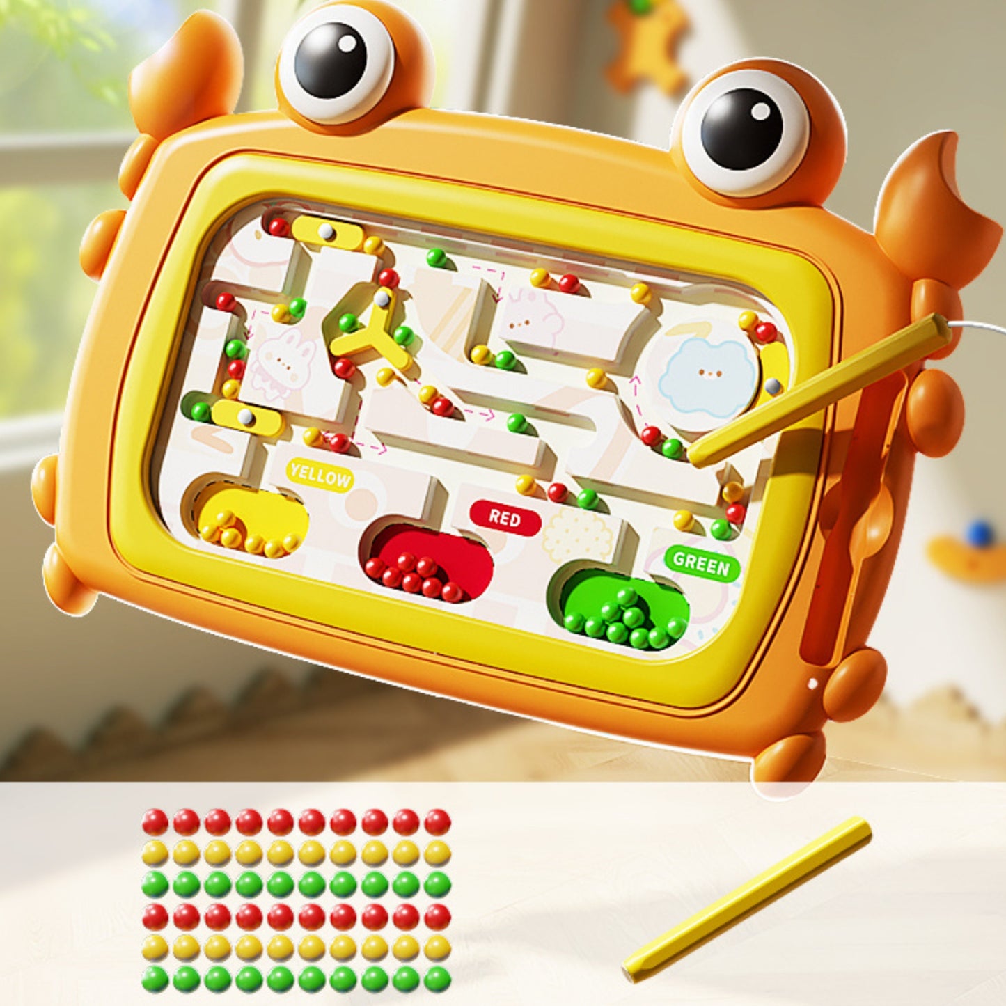 WOOPIE Montessori Magnetinė Lenta Krabas Labirintas Oranžinė