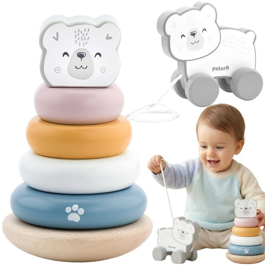 VIGA PolarB Baltojo Lokio Rinkinys – Piramidė ir Vilkimo Žaislas