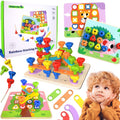 Tooky Toy Daugiafunkcinė Montessori Lenta su Varžtais ir Formomis