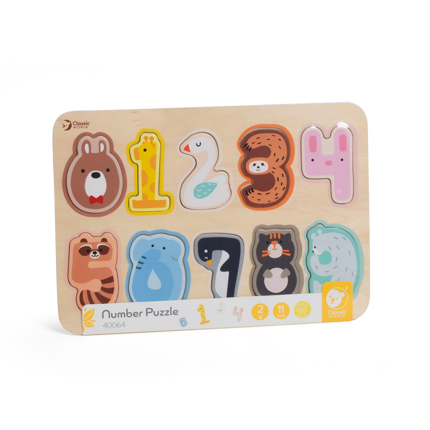 CLASSIC WORLD Medinė skaitmeninė dėlionė Montessori numeriai 11 vnt.