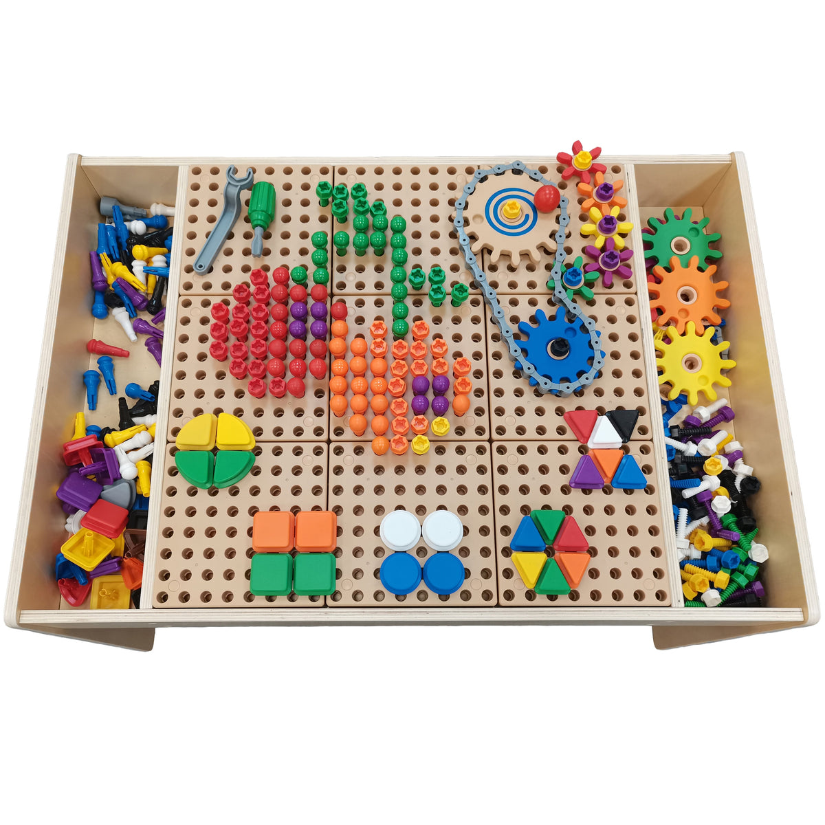 MASTERKIDZ STEM priedų rinkinys: kaiščiai, varžtai, įrankiai (352 dalys) – vaizdas 6