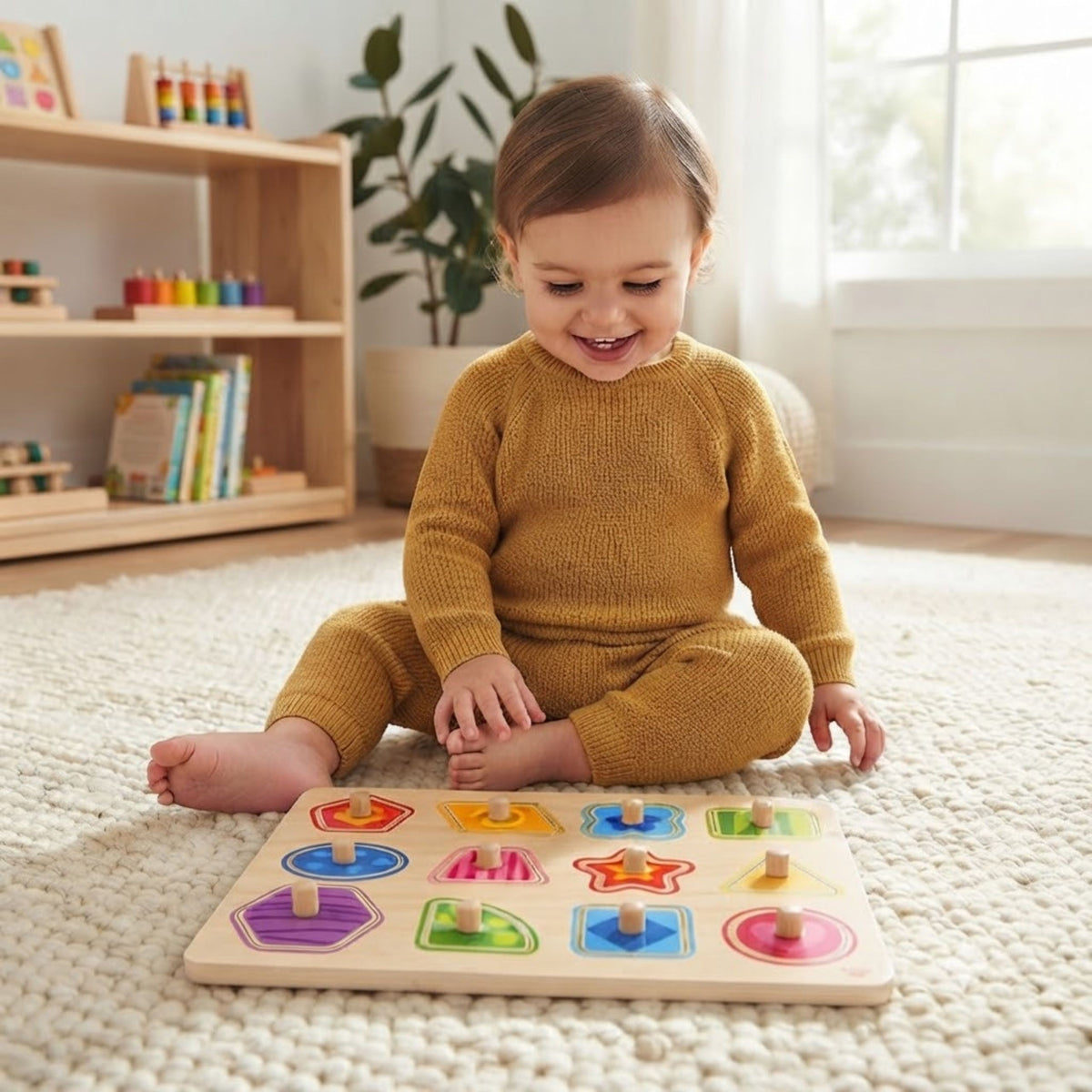TOOKY TOY Montessori formų dėlionė su rankenėlėmis, 15 d.