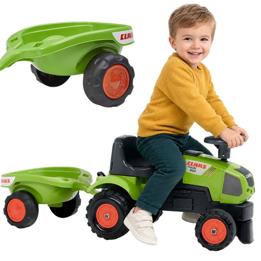 FALK Baby Claas Axos 310 Žalias Minitraktoris su Priekaba, nuo 1 m.