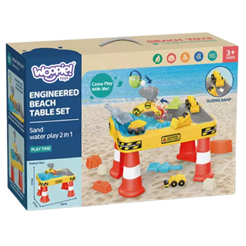 WOOPIE Vandens ir smėlio staliukas 2in1 „Statybų aikštelė“ su kranu ir 4 mašinėlėmis (12 dalių rinkinys) – vaizdas 6