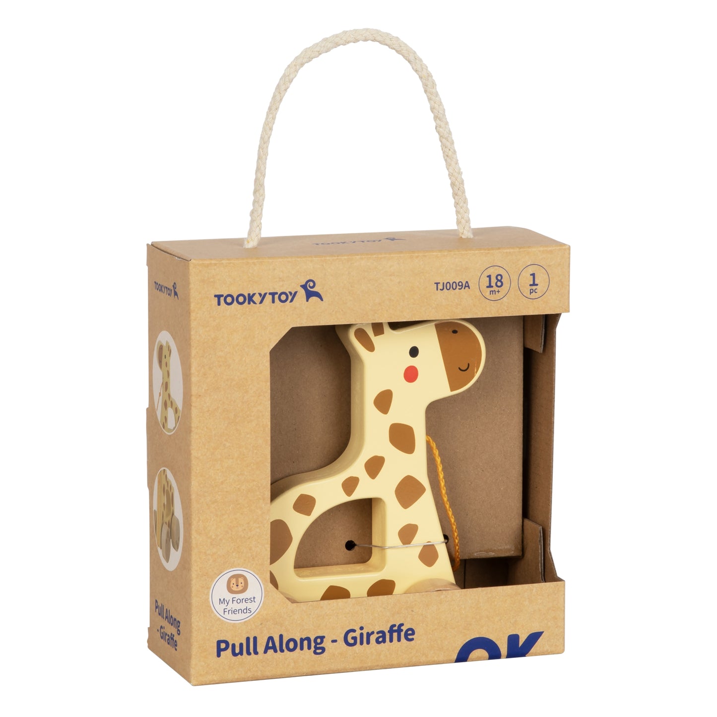 TOOKY TOY medinė traukiama žirafa – vaizdas 4