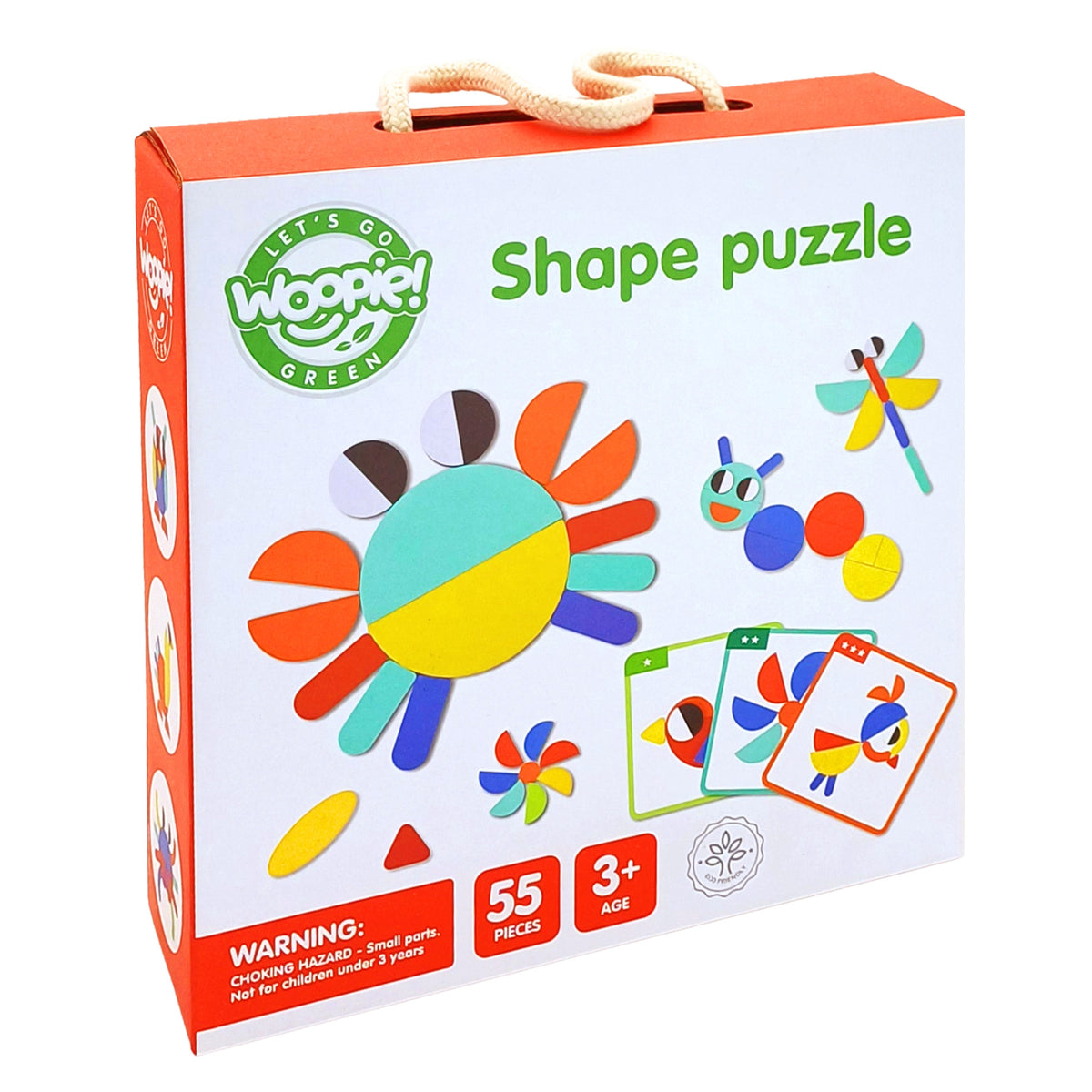 WOOPIE GREEN Medinė Montessori Dėlionė 55 Detalės FSC