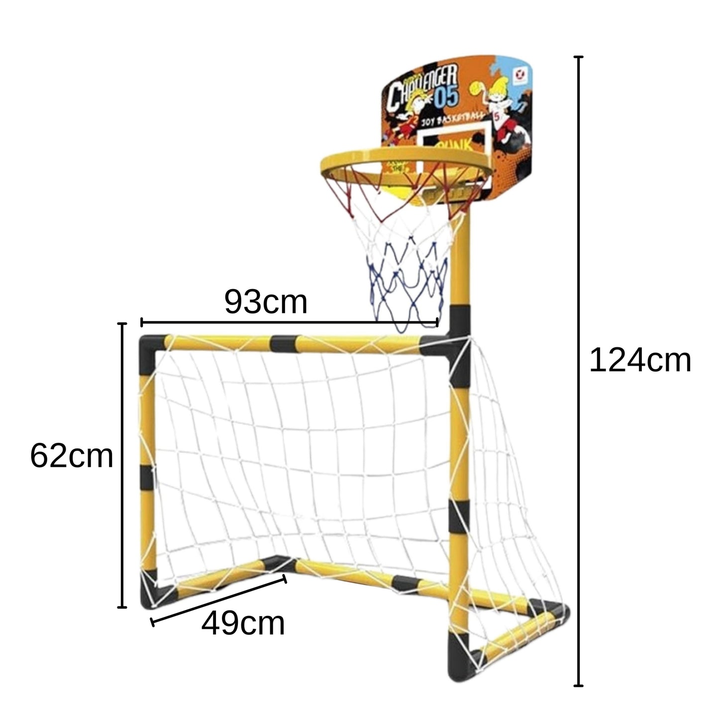 WOOPIE Rinkinys 2in1: Krepšinis ir Futbolo Vartai su Kamuoliais ir Pompa – vaizdas 5