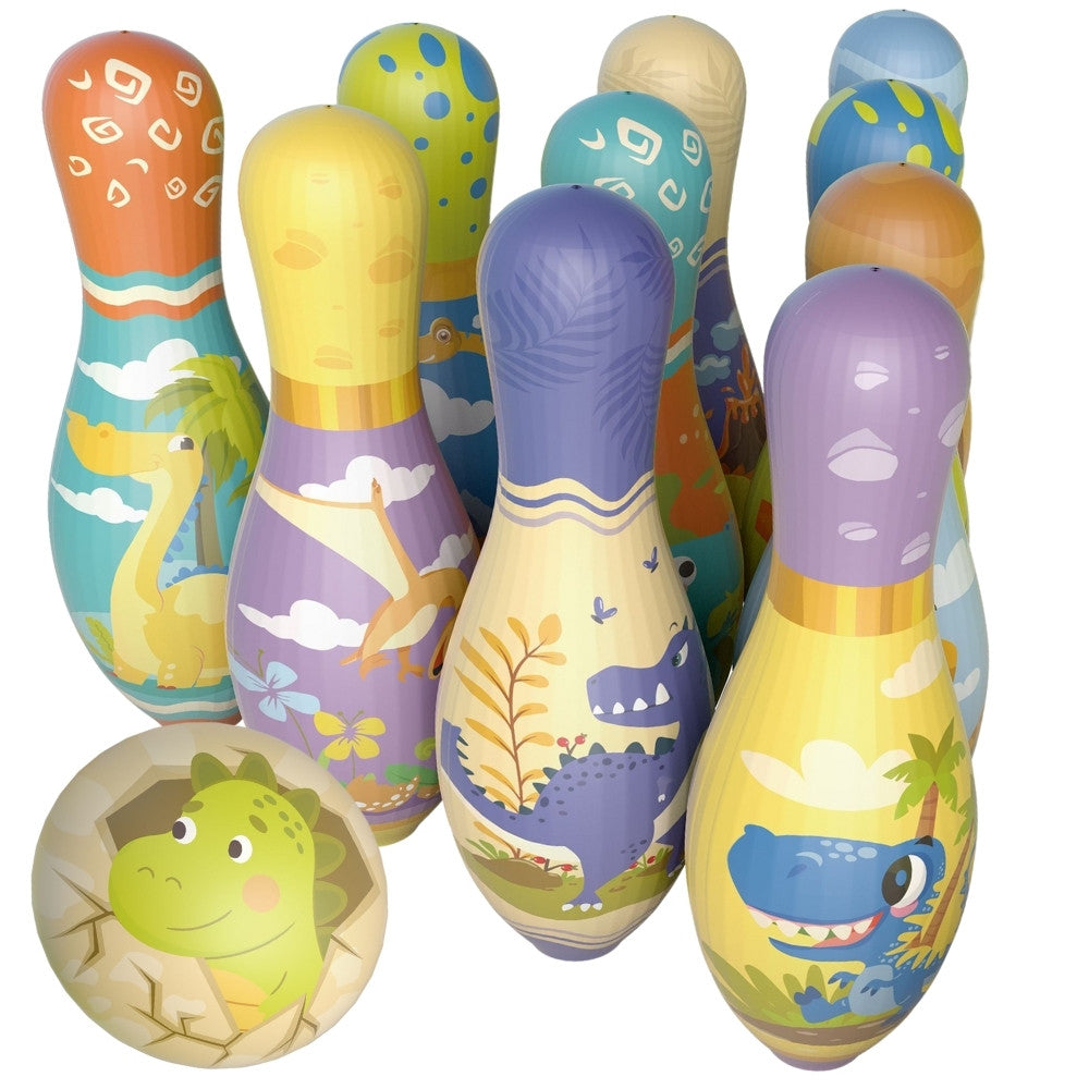 WOOPIE Minkšti Dinozaurų Boulingo Kėgliai, 12 vnt. Rinkinys