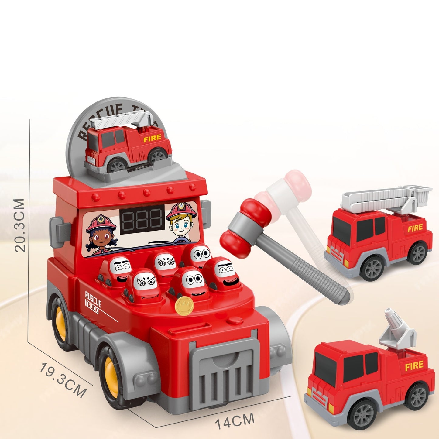 WOOPIE 2-in-1 Ugniagesių Automobilis Kūjuko Žaidimas su Priedais