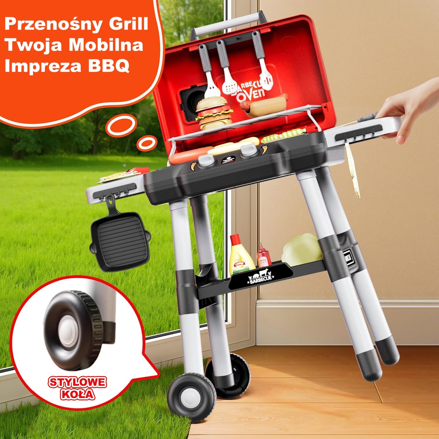 WOOPIE Interaktyvus sodo grilis Barbekiu su LED, XL rinkinys, 31 dalis – vaizdas 4