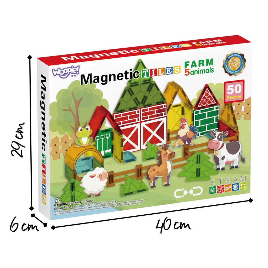 WOOPIE Magnetiniai Statybiniai Blokai Ferma 50 vnt.